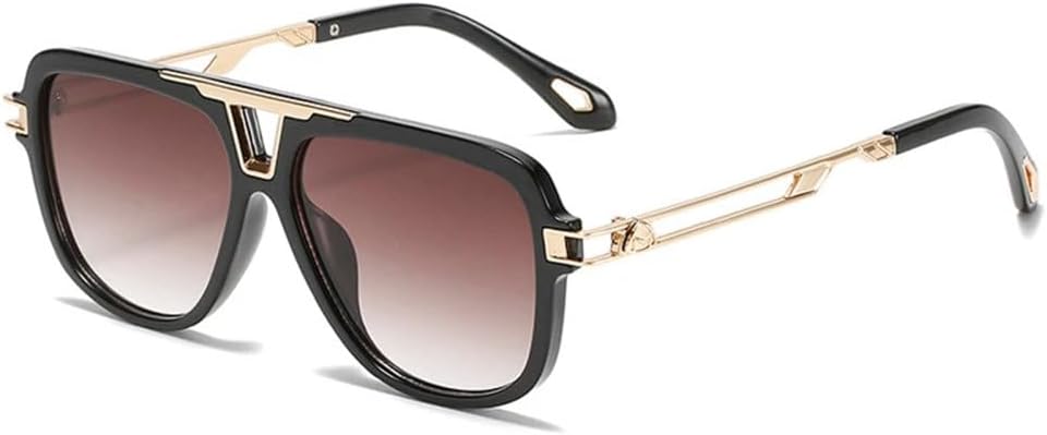 

Классические ретро-солнцезащитные очки MUTYNE квадратной формы для женщин и мужчин, винтажные, с металлической двойной перемычкой, защита от УФ-излучения UV400, Black Tea