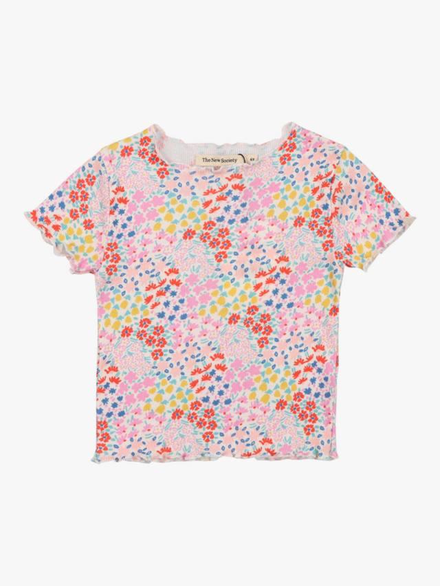 

Детская футболка Nicolette с коротким рукавом из хлопкового ребра с цветочным принтом The New Society