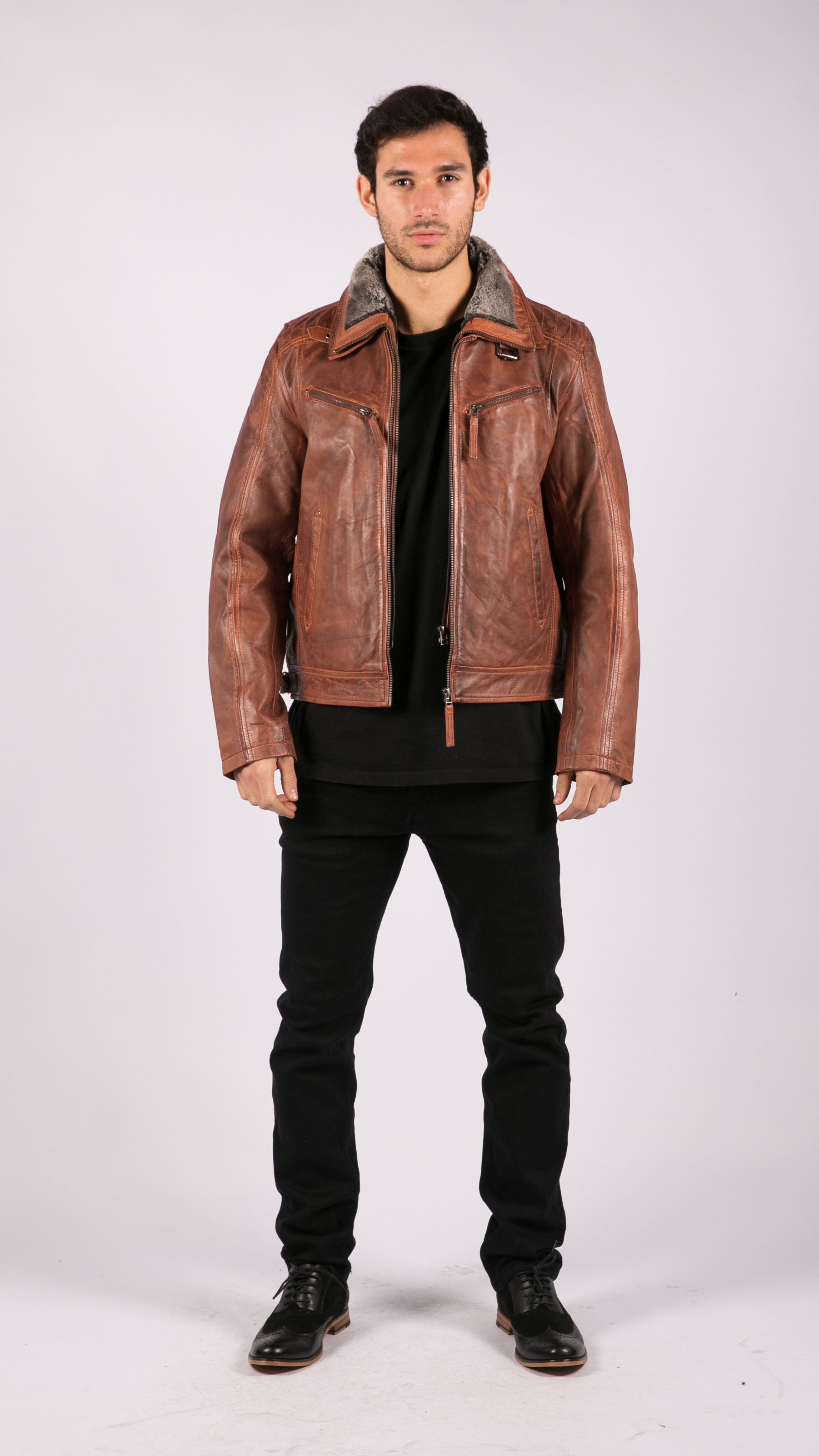 

Куртка из ржавой кожи на молнии TruClothing, цвет tan