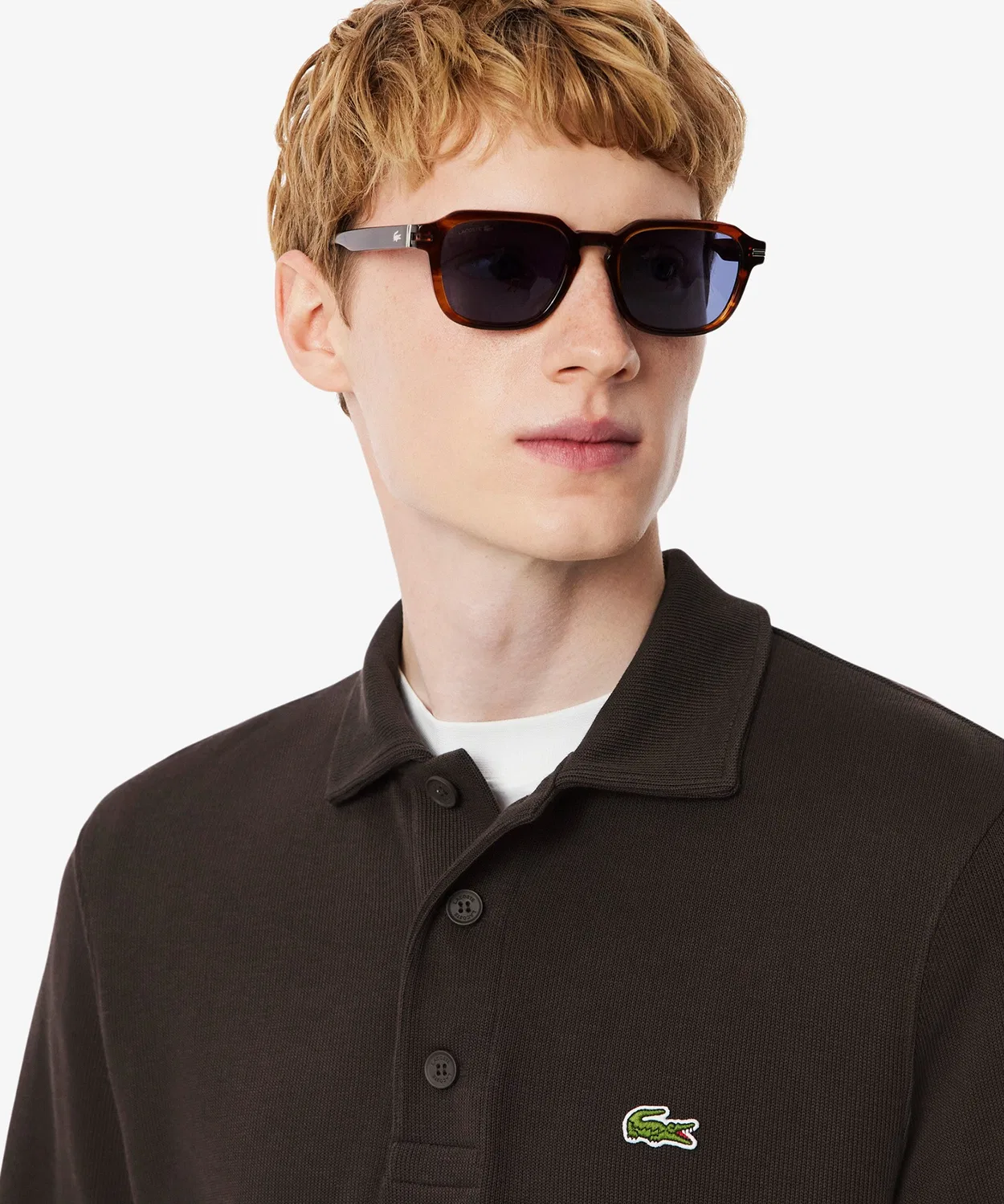 Поло Lacoste с длинным рукавом, Классический крой, Офф-белый — фото 2