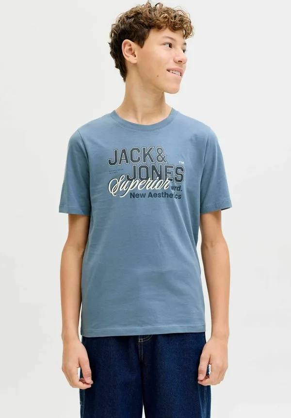 Детская футболка с принтом Jack & Jones Junior, Blue Mirage — фото 2