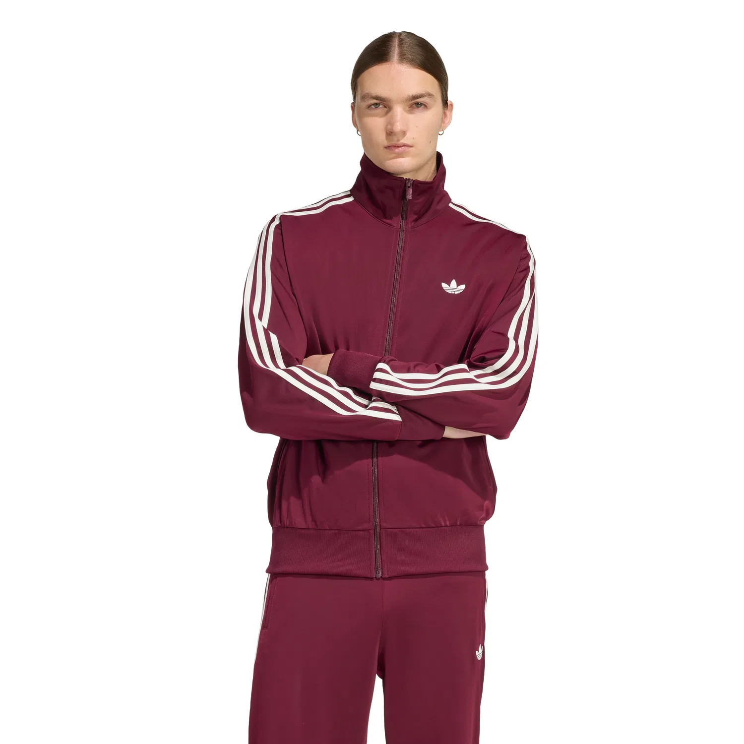 Мужской спортивный топ Adidas Firebird, бордовый/белый — фото 4