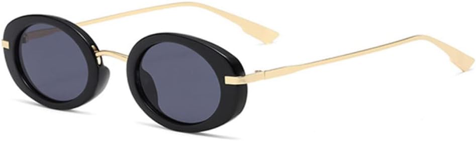 

Ретро-панк мужские овальные солнцезащитные очки для женщин, модные прозрачные линзы цвета океана, защита от УФ-излучения UV400, трендовые мужские солнцезащитные очки MTZJH, Black Grey