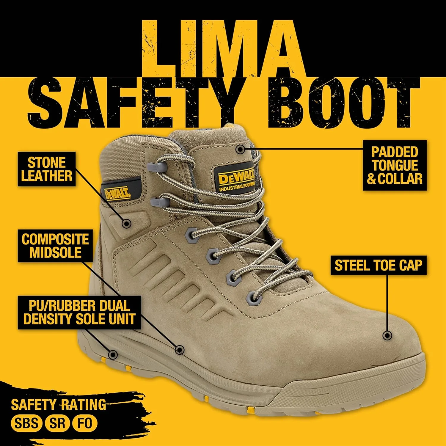 Посмотрите на ботинки DEWALT Lima Stone, бежевый — фото 2