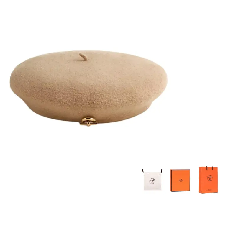 

HERMES Берет из мериносовой шерсти женский гравийный, Gravel Color