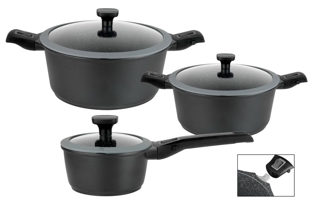 

Набор кастрюль GSW EASY CLICK, 6 предметов, 167772, алюминий, ок. 2,4 л/ок. 4,2 л/ок. 1,4 л