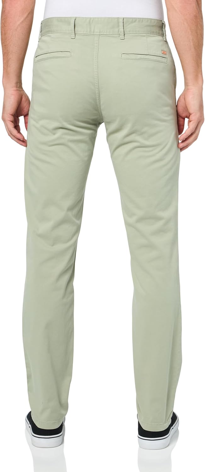BOSS Мужские техно-твиловые брюки-чинос Slim Fit, Moss Green — фото 2