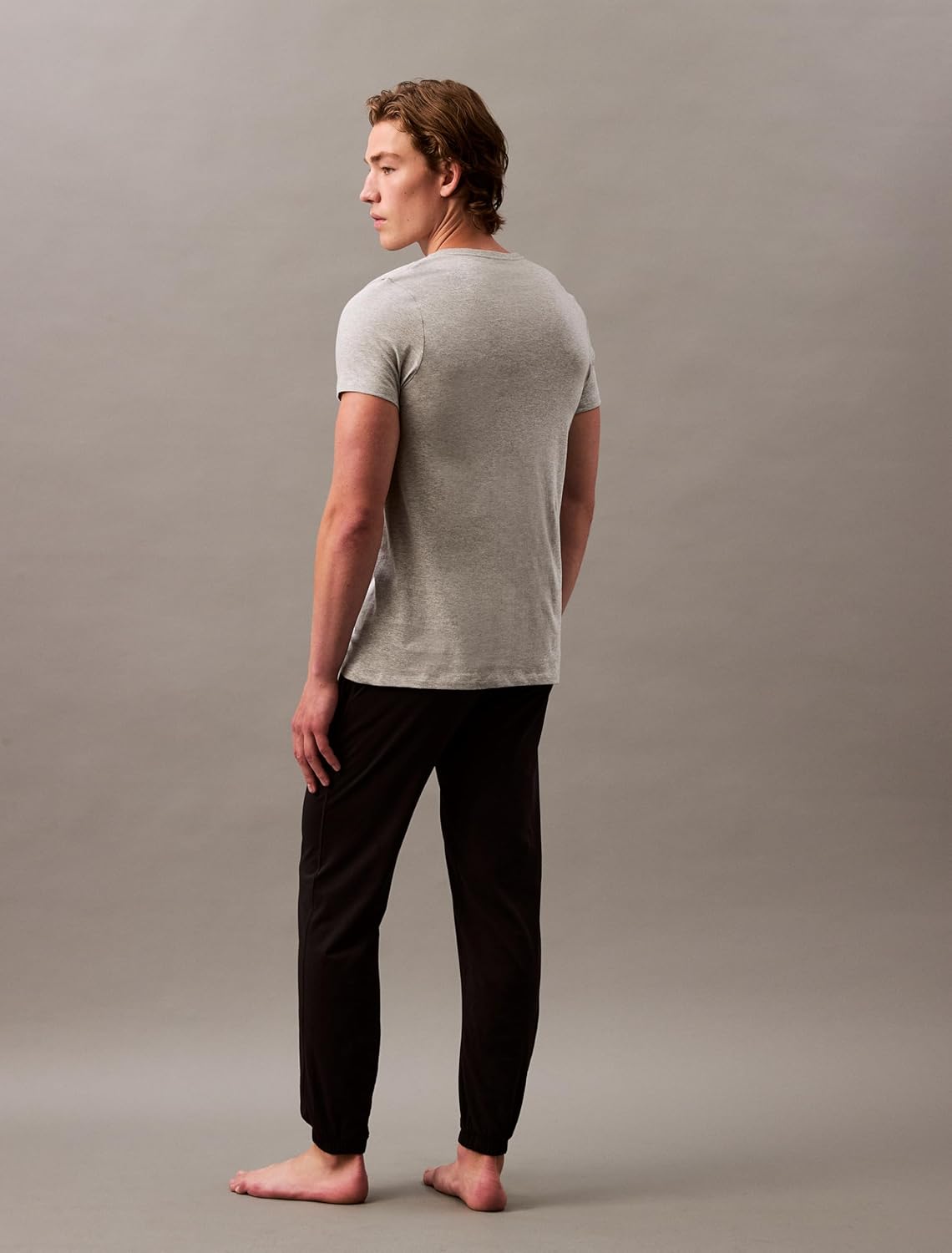 Комплект из 3 мужских классических хлопковых маек Calvin Klein, Black, Grey Heather, White Vneck — фото 4
