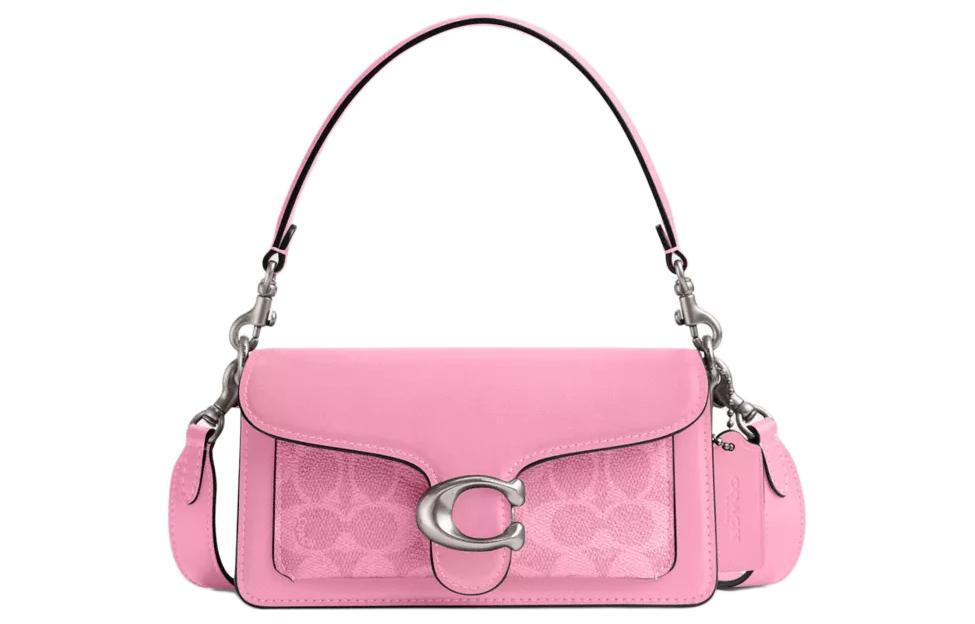 

COACH Сумка через плечо Tabby Coated Canvas с телячьей кожей, маленькая женская, ярко-розовая