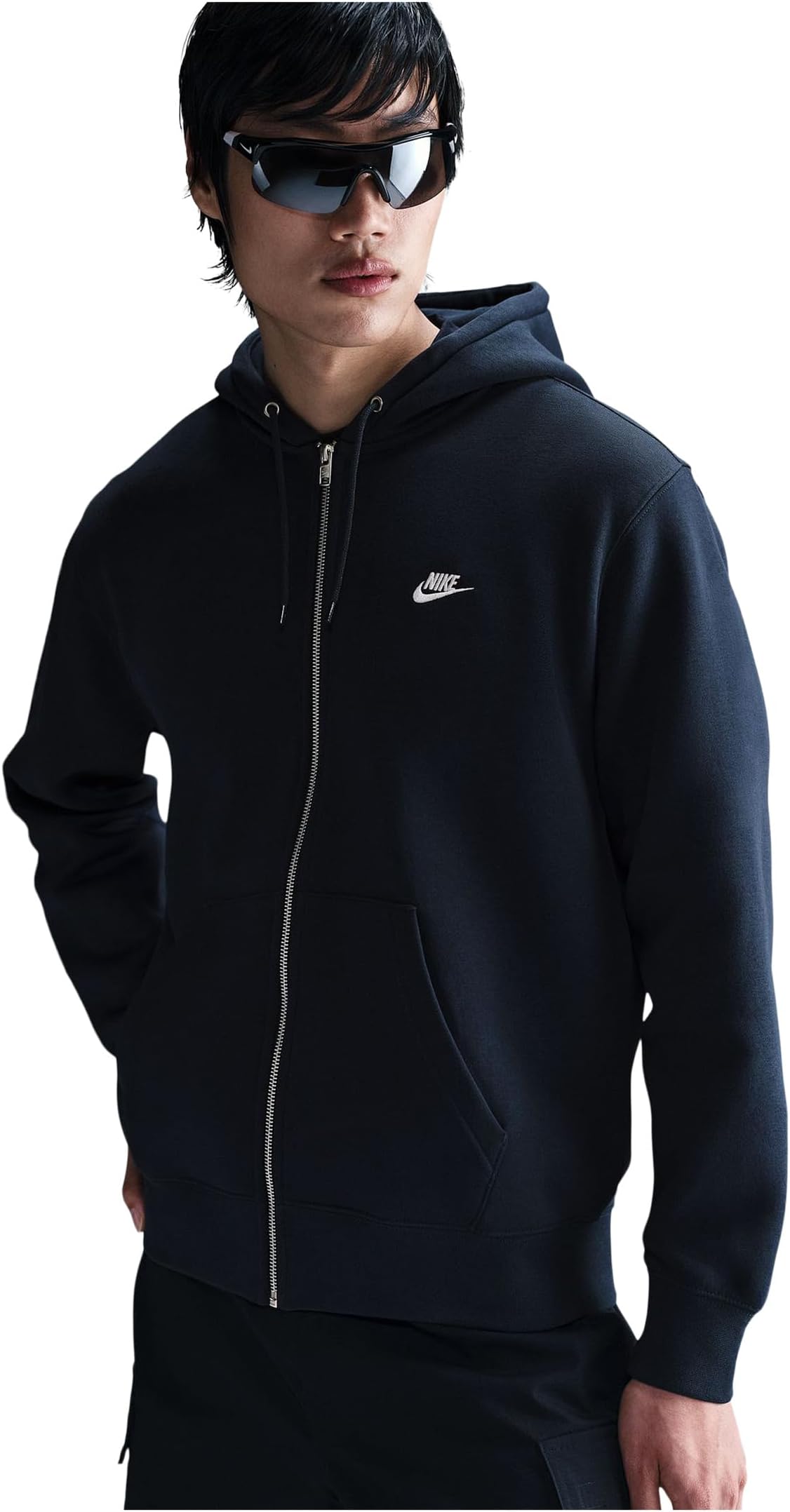 

Худи Nike Club Full-zip Fleece Hoodie, цвет Obsidian/Obsidian/White