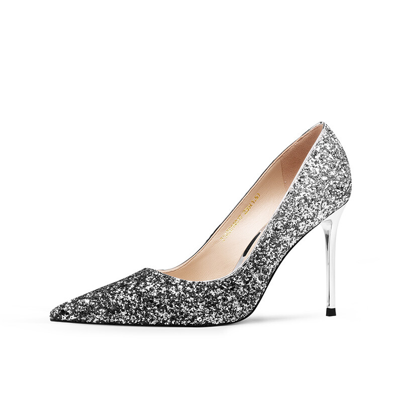 

Туфли женские на высоком каблуке Jooc, цвет GRADIENT SILVER【9.5CM】