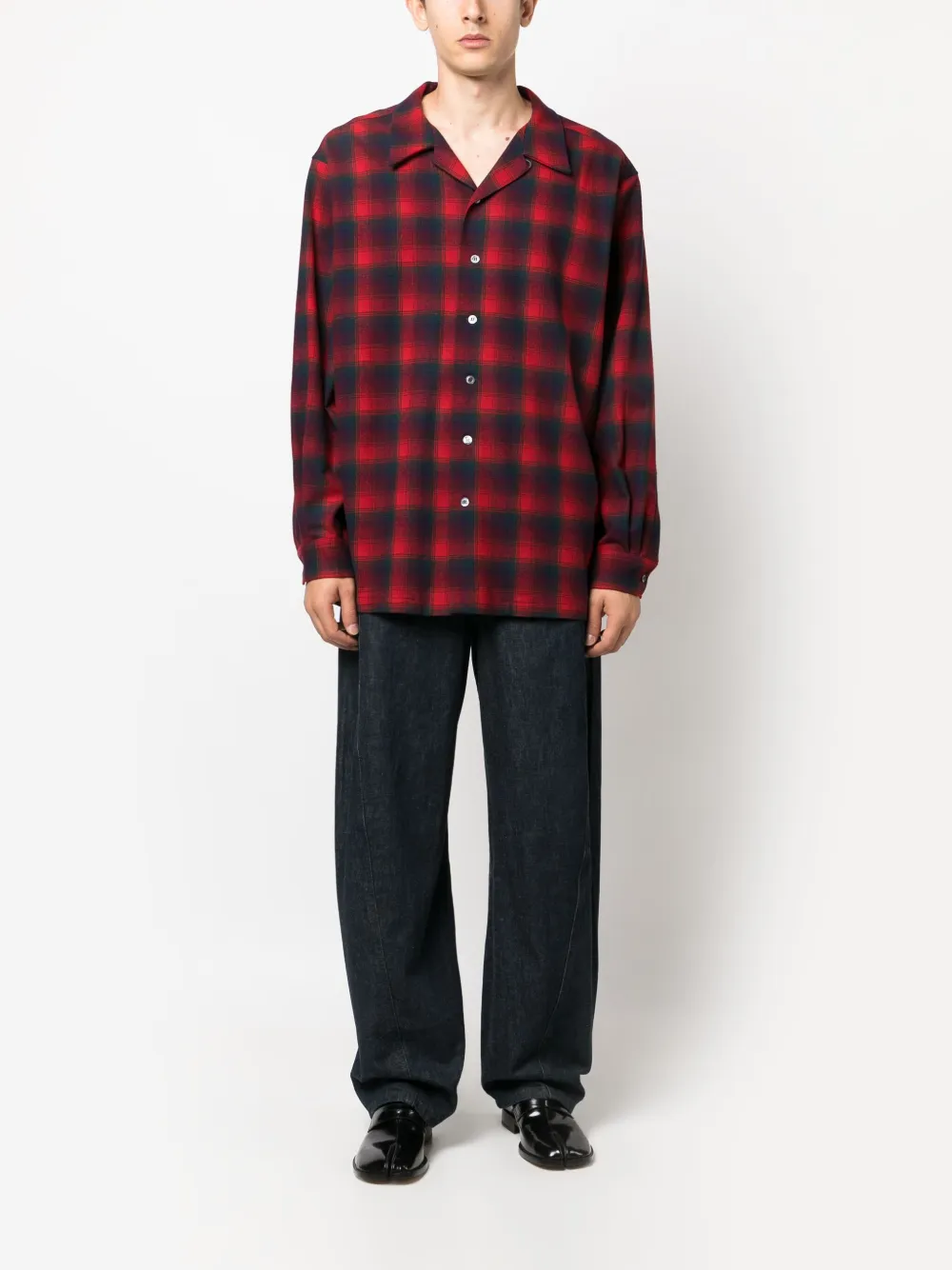 Шерстяная клетчатая рубашка из коллаборации с Pendleton MAISON MARGIELA, красный — фото 2