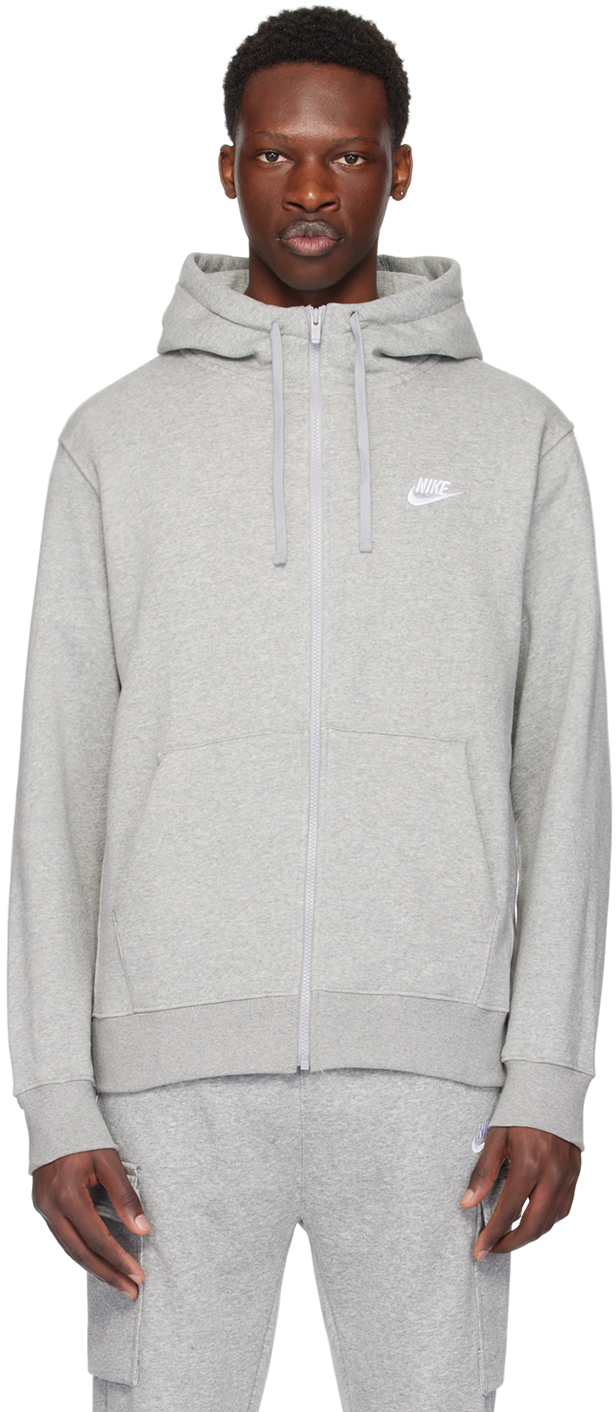 

Серая толстовка с капюшоном на молнии Nike