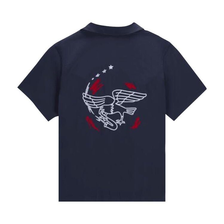 Рубашка Nike SB Team USA Short-Sleeve Button-Up Bowler Shirt, цвет Obsidian/White — фото 2