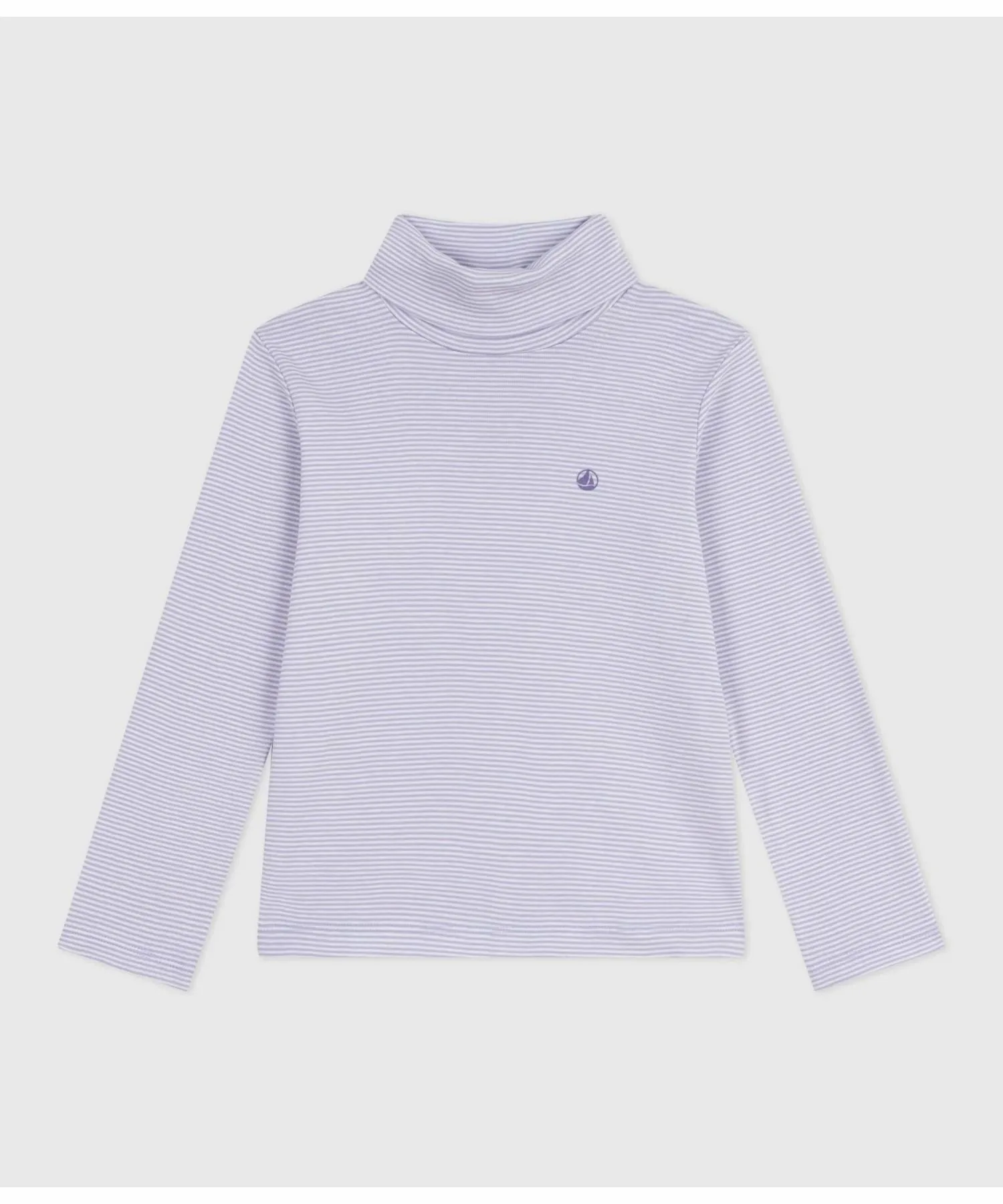 Футболка с длинными рукавами и высоким воротником PETIT BATEAU, Purple/Off White