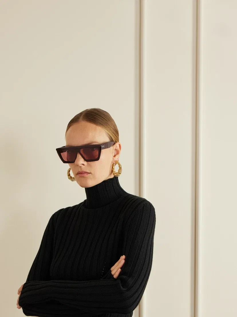 Солнцезащитные очки в ацетатной оправе D-формы ALAÏA EYEWEAR, бордовый — фото 2