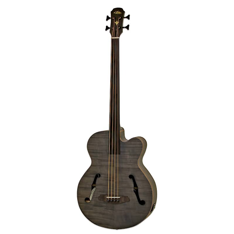 

Басс гитара Aria FEB-F2/FL-STBK Flame Nato Top Nato Neck 4-String Fretless Acoustic Bass Guitar w/Gig Bag - Stained Black