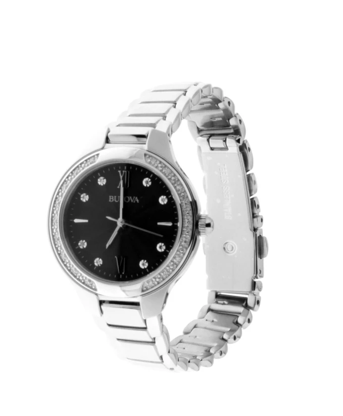

Часы с бриллиантами на циферблате Bulova, серый
