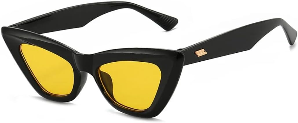 

Солнцезащитные очки с защитой от УФ-излучения UV400 | «Кошачий глаз», маленькая оправа | Линзы конфетных цветов для занятий спортом на открытом воздухе и вождения DSVIGF, Black Yellow