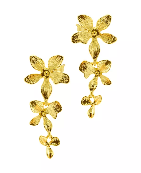 

Серьги-Подвески с тремя лепестками, покрытые 14-каратным золотом Adornia, gold