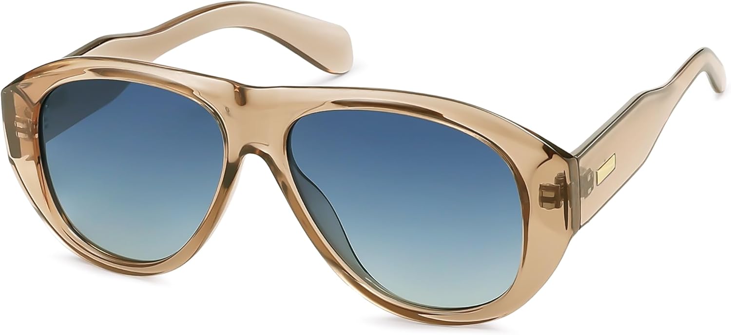 

Солнцезащитные очки-авиаторы SOJOS Retro Oversized Polarized для женщин и мужчин в винтажном стиле 70-х годов с защитой от УФ-излучения SJ2328, Light Brown/Bluish-grey