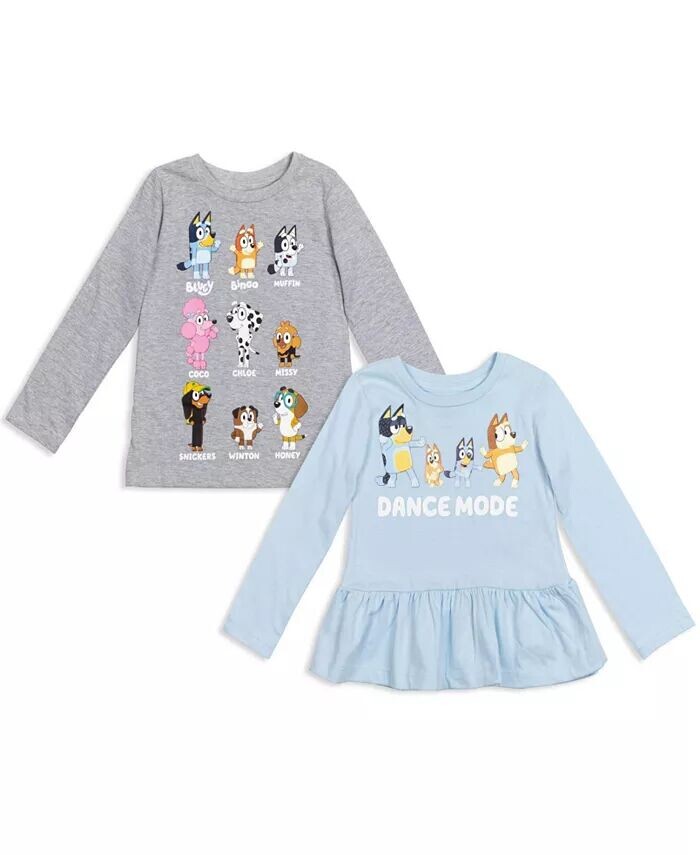 Малыш, Детские футболки Winton Snickers Honey Muffin Bandit Dad Chili Mom Missy Chloe Coco Bingo Girls из 2 штук Bluey, мультиколор