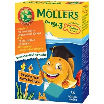 

Жевательная рыба с омега-3 от Moller's со вкусом лимона и апельсина, 36 жевательных конфет