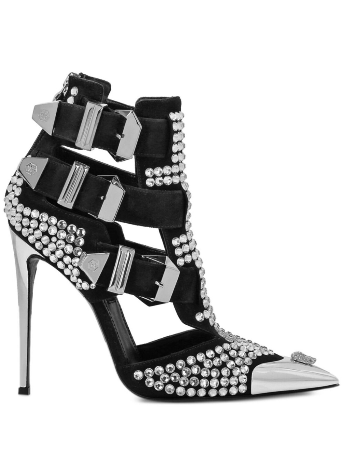 Philipp Plein босоножки со стразами, серебряный
