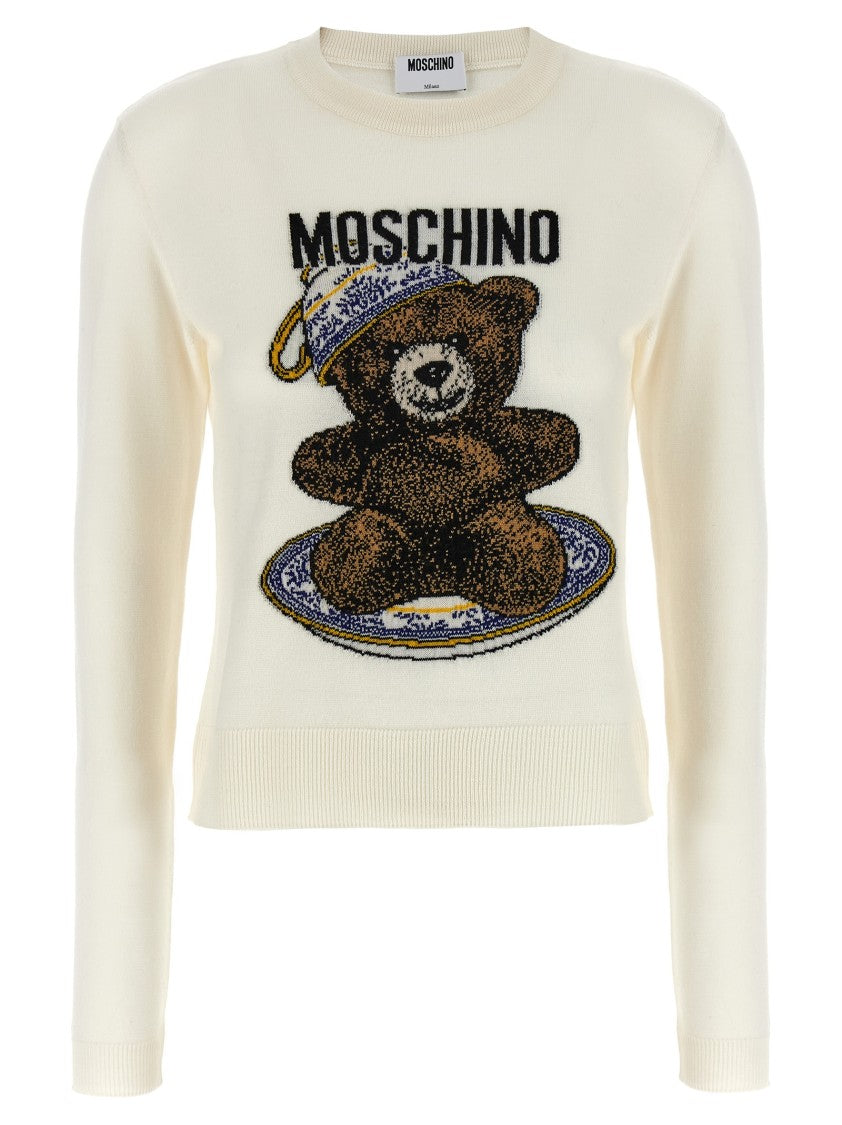 

Свитер из супертонкой чистой шерсти Moschino, белый