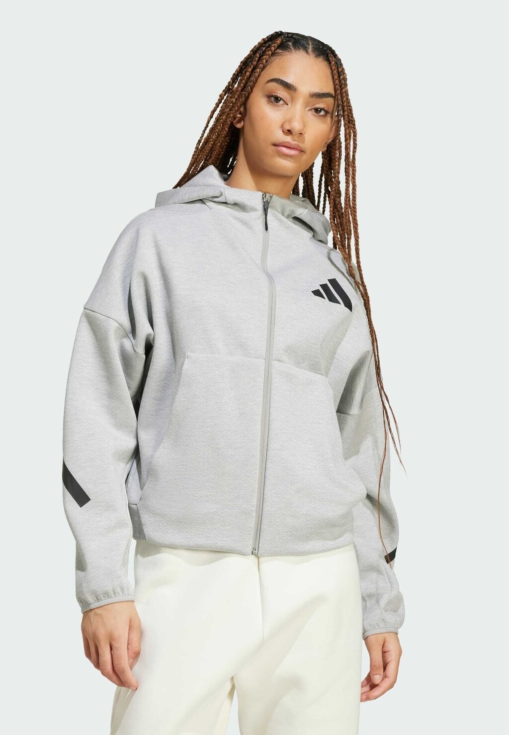 Толстовка с капюшоном Z.N.E. FULL ZIP adidas Sportswear, серый — фото 3