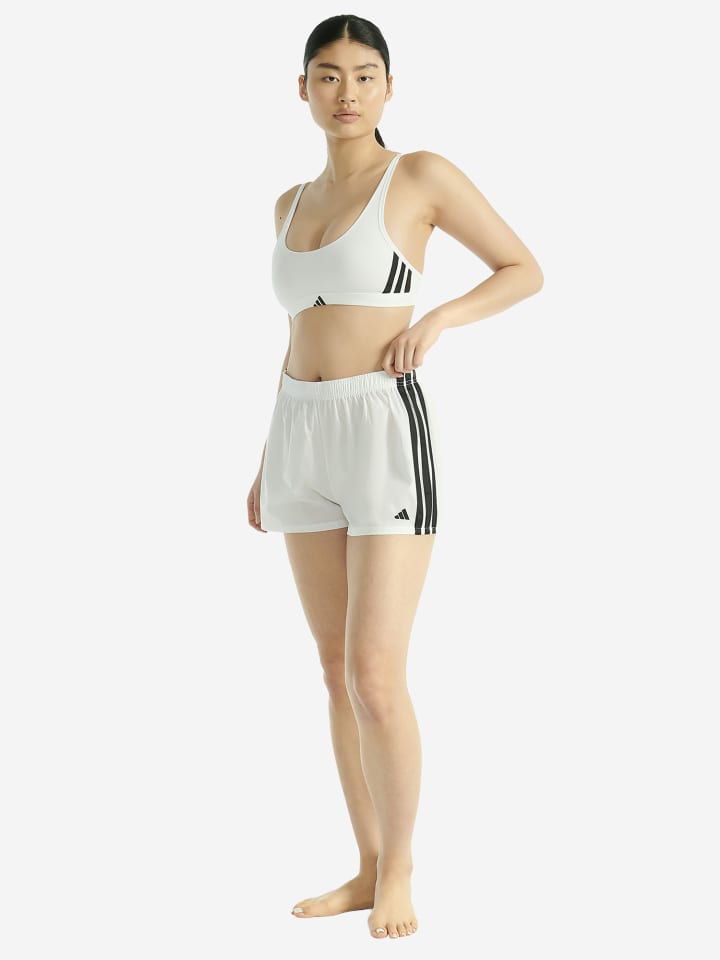 Adidas Бюстье-бралетт с вырезом-лодочкой - спортивный бюстгальтер белого цвета — фото 3