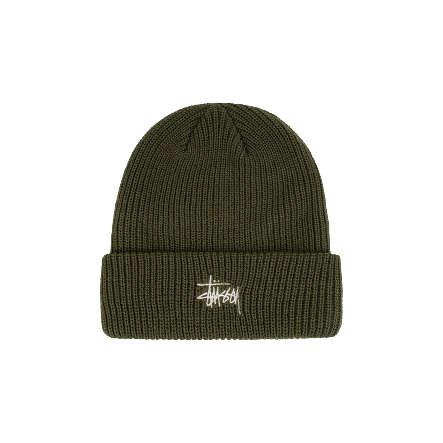 

Базовая шапка-бини Stussy с манжетами, цвет Оливковый