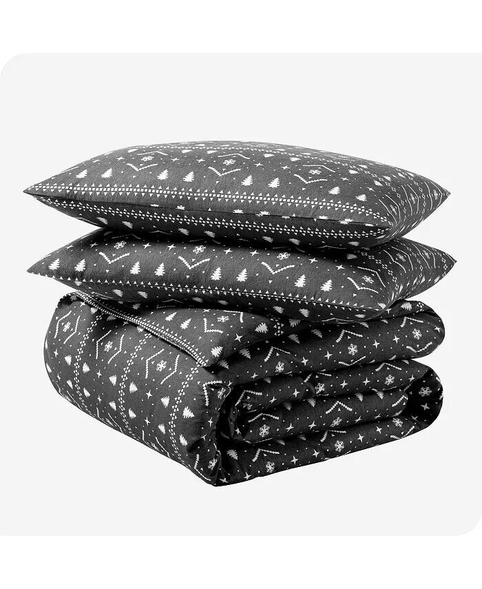 

Комплект пододеяльников из хлопковой фланели Twin/Twin XL Bare Home, черный