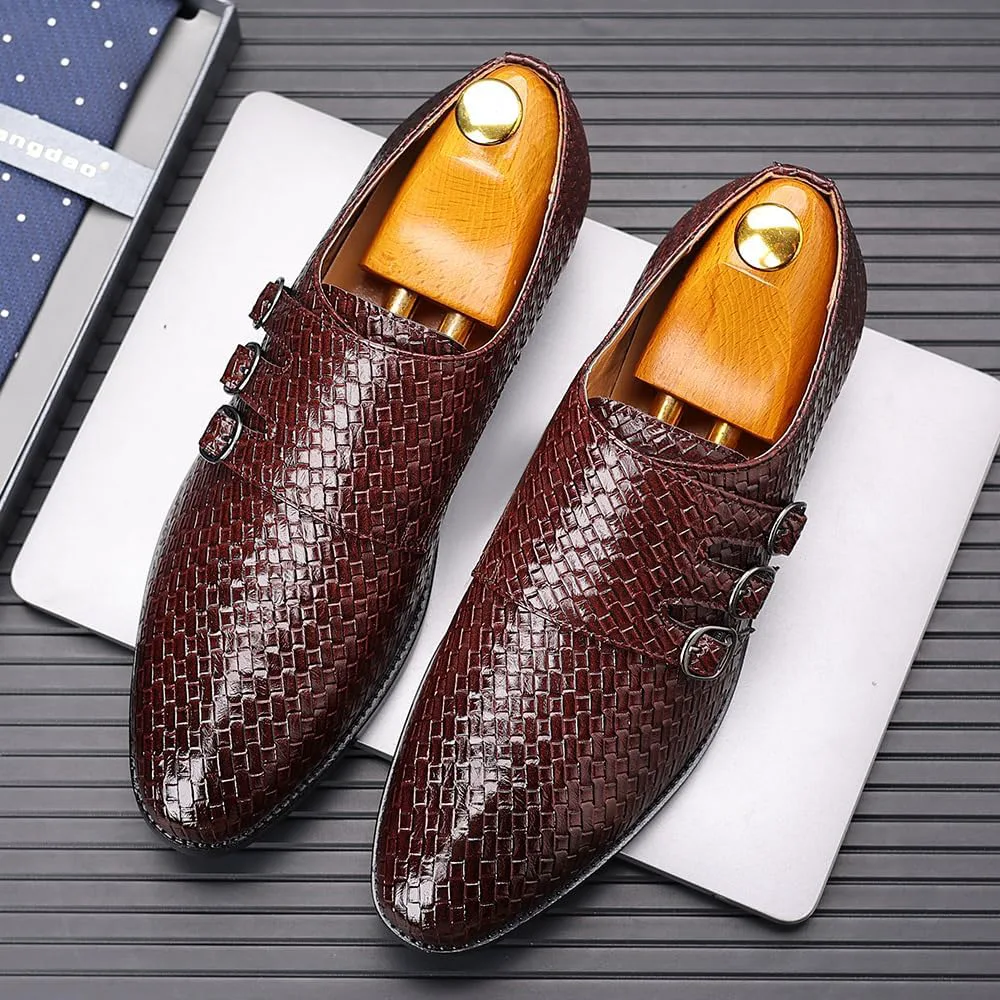 Мужские формальные повседневные лоферы с пряжкой Monk Strap, оксфорды с текстурной сеткой, легкие, из искусственной кожи, для бизнеса и свадеб Spedify — фото 2