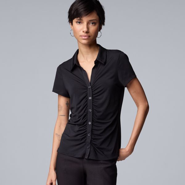 

Женская рубашка с рюшами спереди Simply Vera Vera Wang, черный