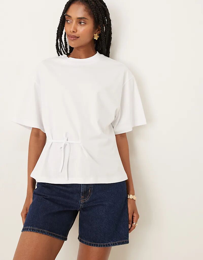 

Белая футболка ASOS DESIGN с короткими рукавами, завязками и сборками