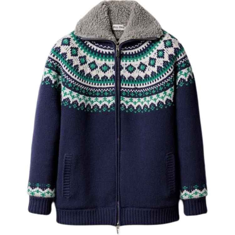 

Шерстяной кардиган с узором «фэр-айл» Miu Miu, marine синий
