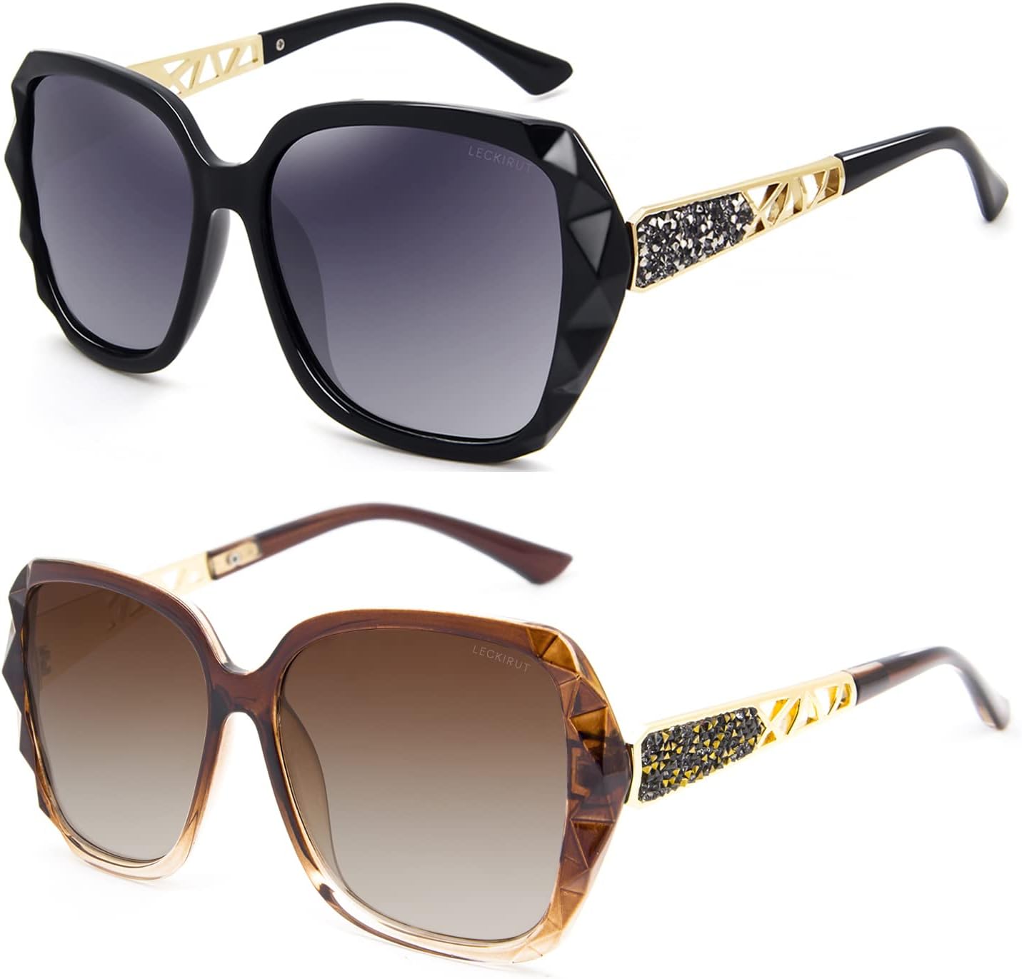 

Женские солнцезащитные очки LECKIRUT большого размера, поляризованные, с защитой от УФ-излучения, классический стиль, черная оправа, серые линзы, H2 2pcs Black Frame Grey Lens + Gradient Brown Frame Gradient Brown Lens
