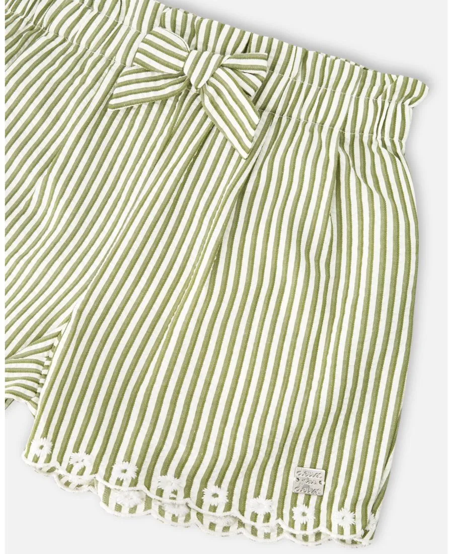 Шорты для девочек постарше Deux par Deux, зеленый & off белый stripes — фото 4