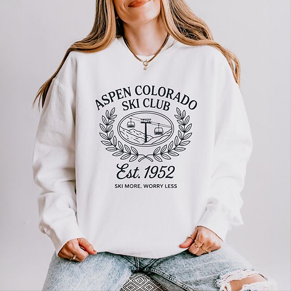 

Легкий свитшот для женщин Aspen Colorado Ski Club Laurel Leaves Simply Sage Market, White, Белый, Легкий свитшот для женщин Aspen Colorado Ski Club Laurel Leaves Simply Sage Market, White