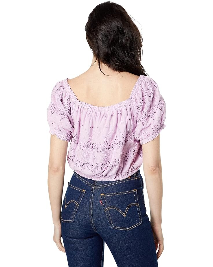 

Топ Lucky Brand Off-the-Shoulder Lace Crop Top, цвет Fair Orchid