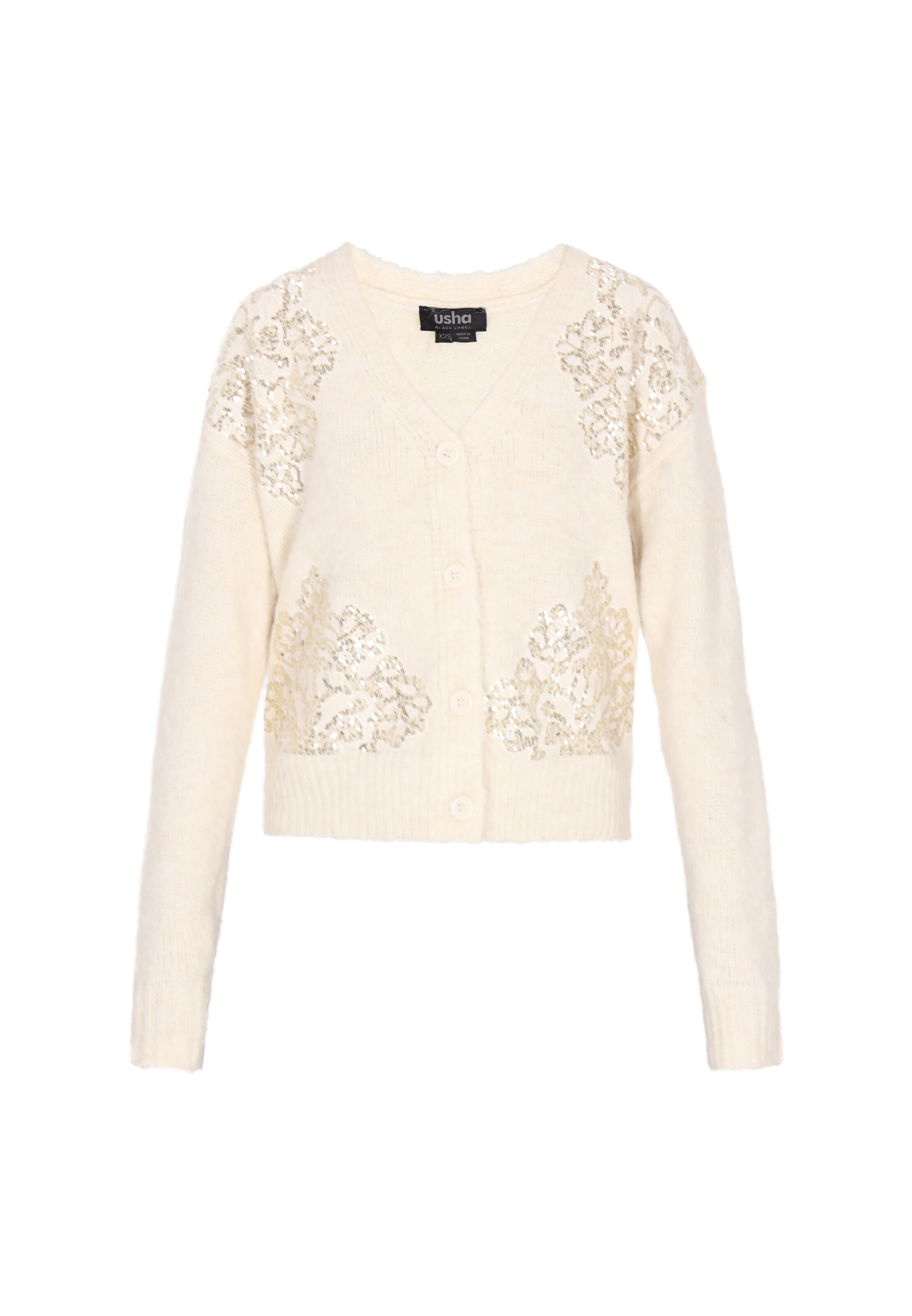 

Usha BLACK LABEL Вязаный кардиган в цвете крем
