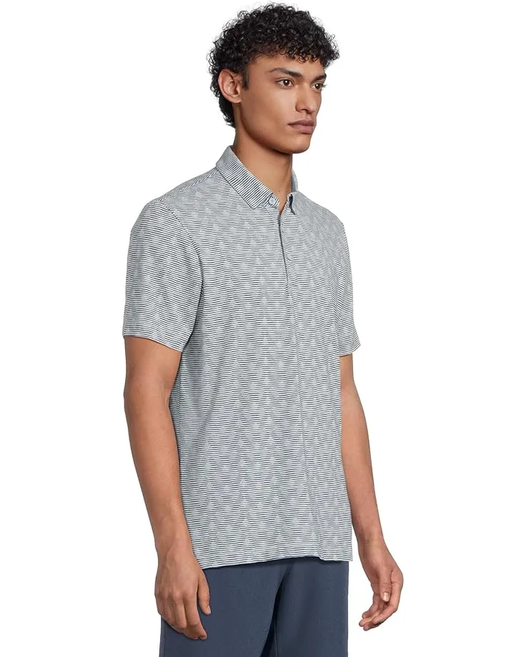Поло Adidas Golf Go-To Printed Stripe Golf Polo Shirt, Wonder Blue Melange/Collegiate Navy — фото 2