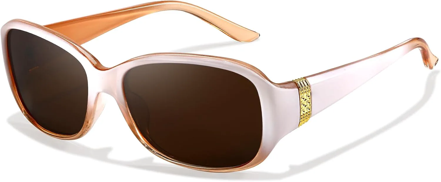 

Модные солнцезащитные очки LVIOE для женщин, поляризованные, стильные, обтекаемой формы, защита от УФ-излучения UV400, A3 Clear Gradient Brown Frame/Brown