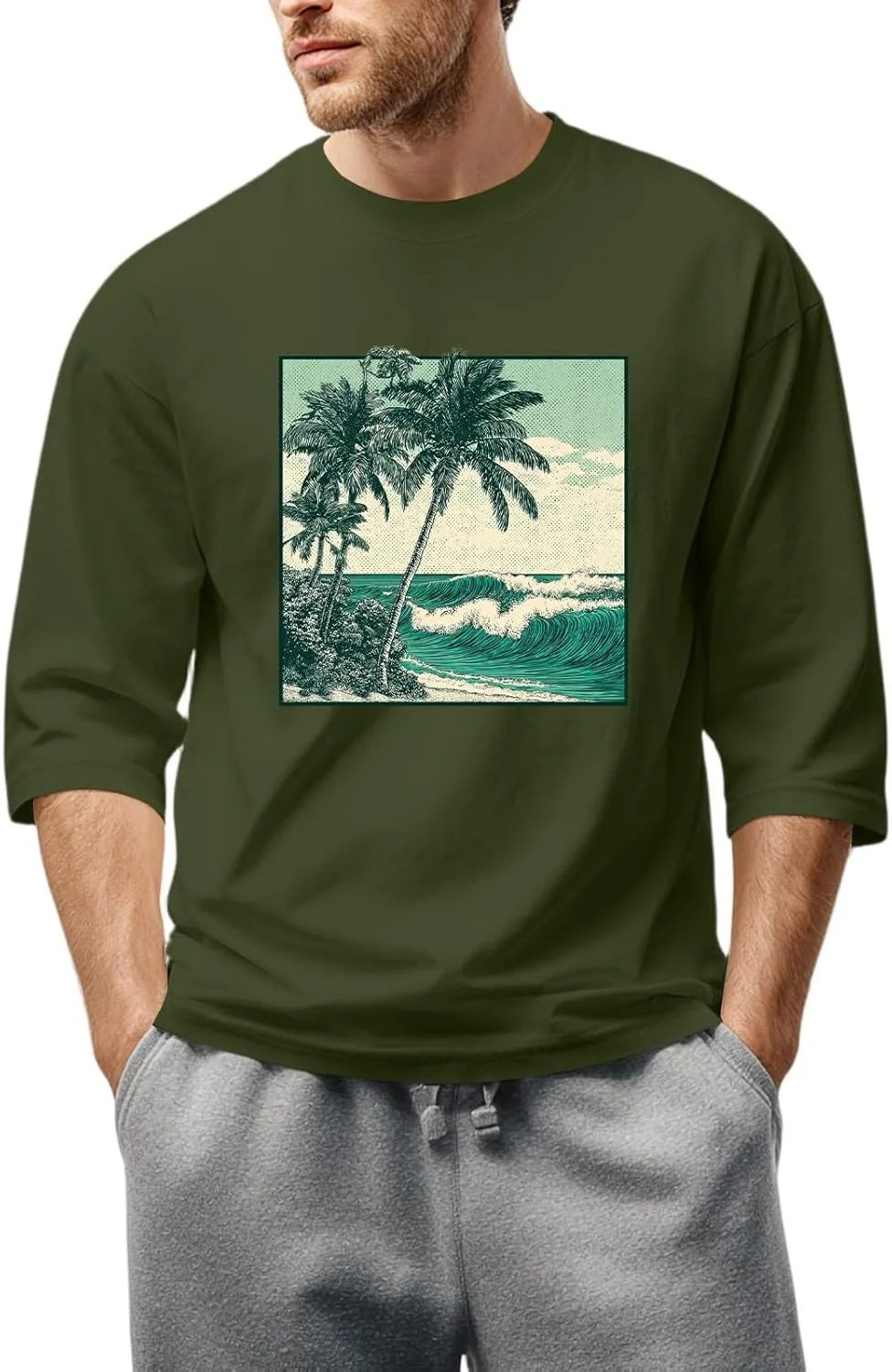 

Футболка для мужчин с 3/4 рукавом и 2D принтом FQZWONG