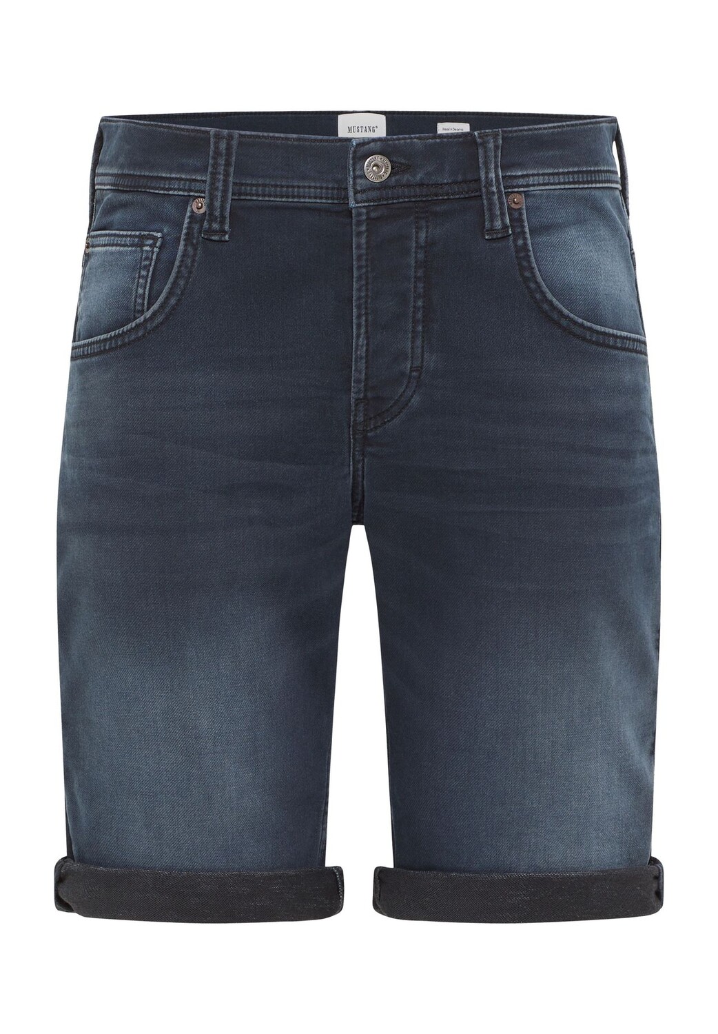 

Джинсы-бермуды, 5 карманов, стираные, мужские MUSTANG, цвет Denim Blu