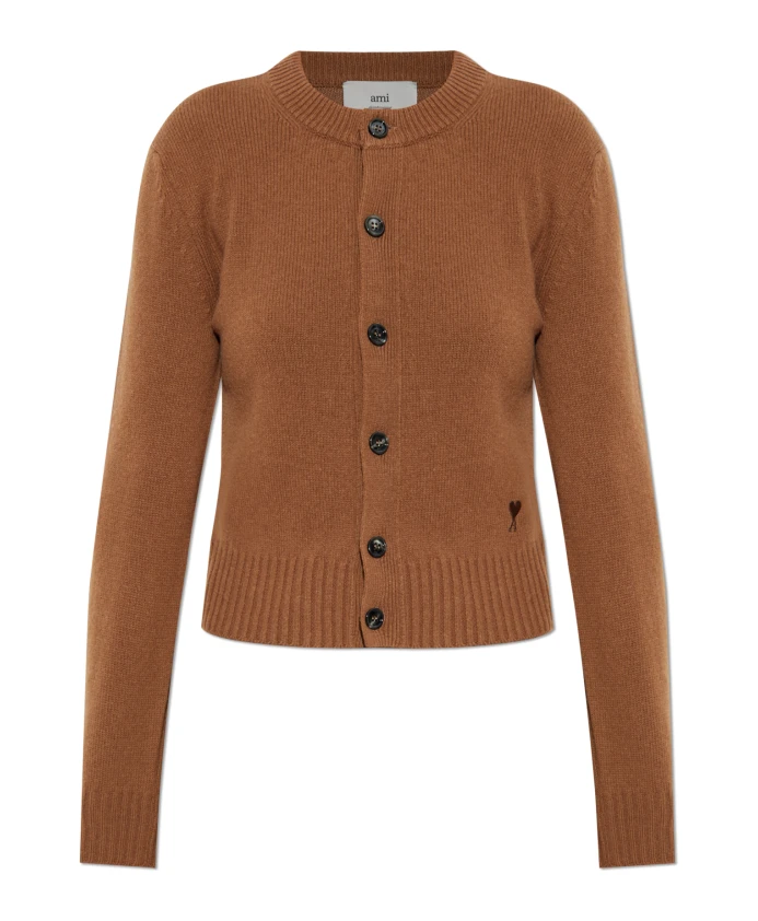 

Кашемировый кардиган Ami Paris, коричневый