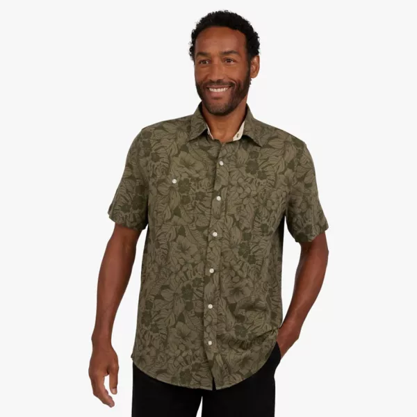 

Мужская рубашка из толстого трикотажа на пуговицах Chaps, цвет olive drab