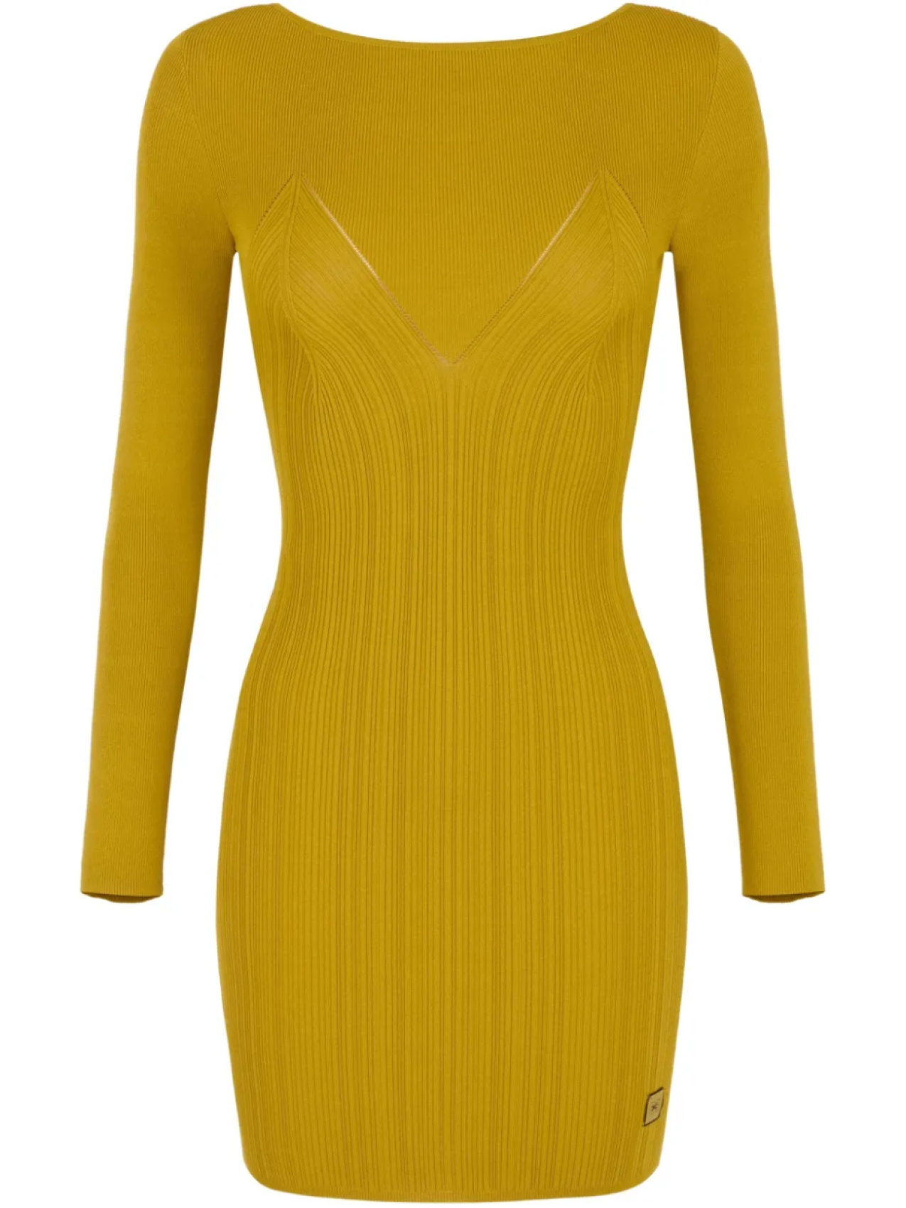 

Платье мини Elisabetta Franchi с перекрещенными кружевными деталями, желтый