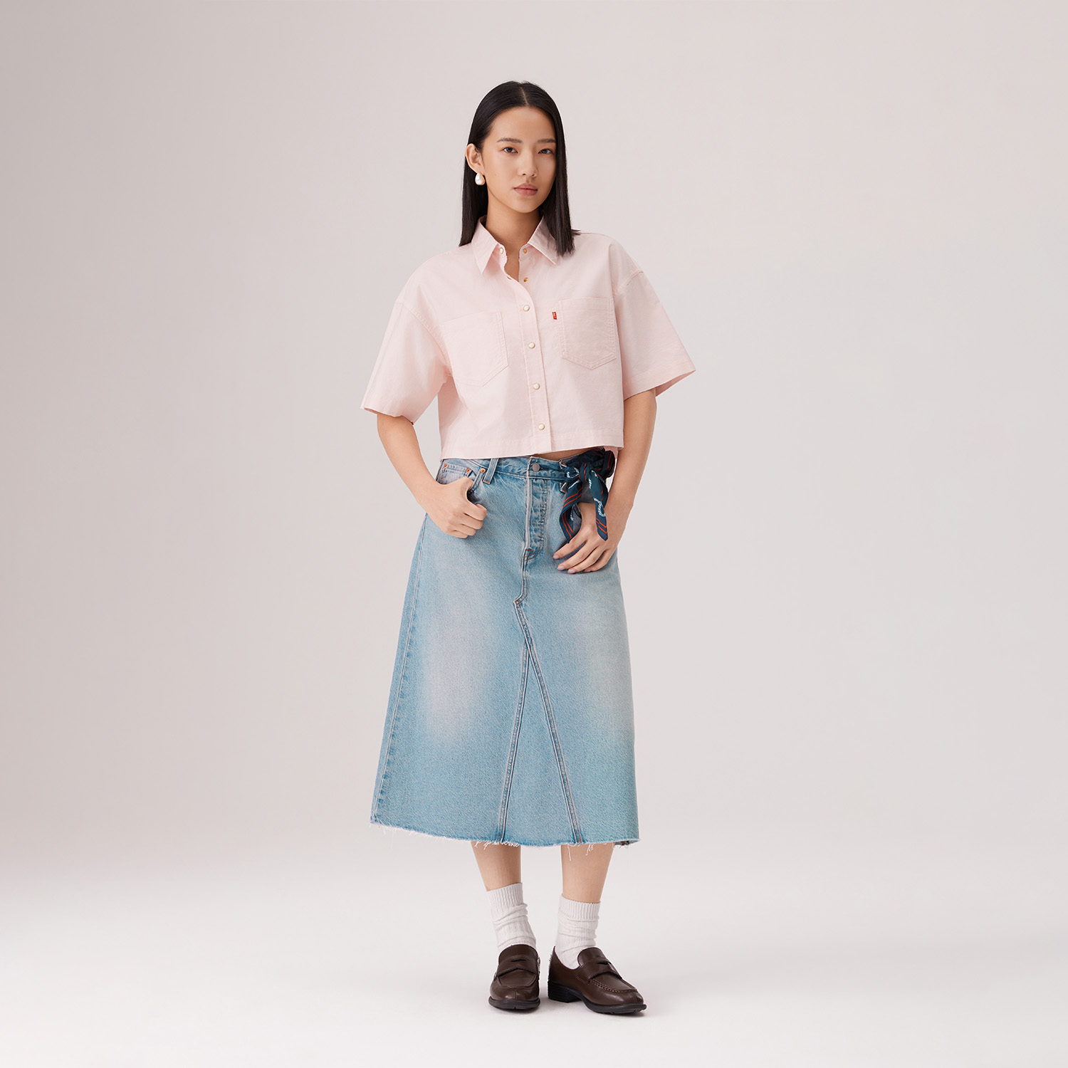 Levis Джинсовая длинная юбка Women's Light Blue Moderate — фото 3